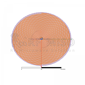 Antena Espiral Planarra 2 dBi Tip.Irabazia, 2-18 GHz-ko maiztasun-tartea RM-PSA218-2R