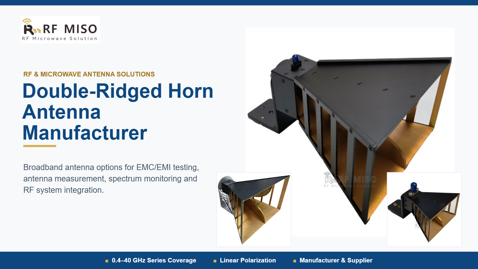 RF MISO double-ridged horn antenna manufacturer broadband models
